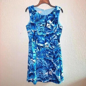 DB Established 1962 Women's Dress Size 12 Blue Floral Print Sleeveless Zip